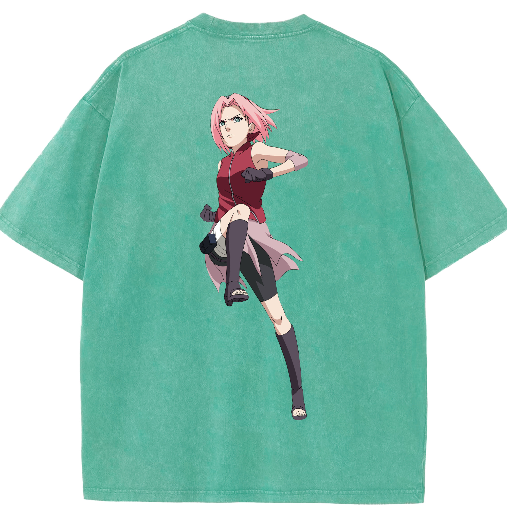 （画像用） NARUTO -ナルト- 春野サクラ Haruno Sakura 綿100% ヴィンテージ風 半袖Tシャツ（背面プリント）